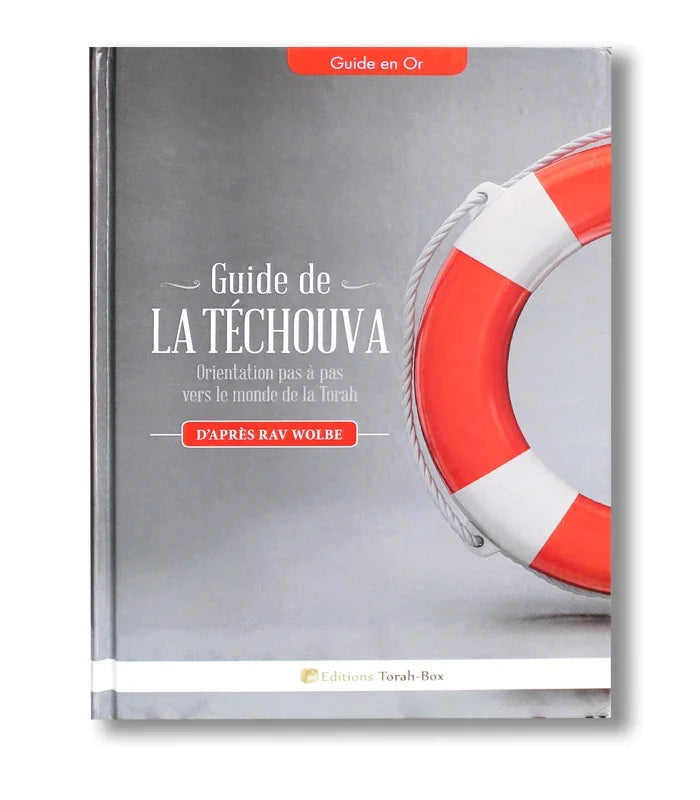 Couverture du livre Guide de la Téchouva avec un gilet de sauvetage orange et blanc sur fond gris