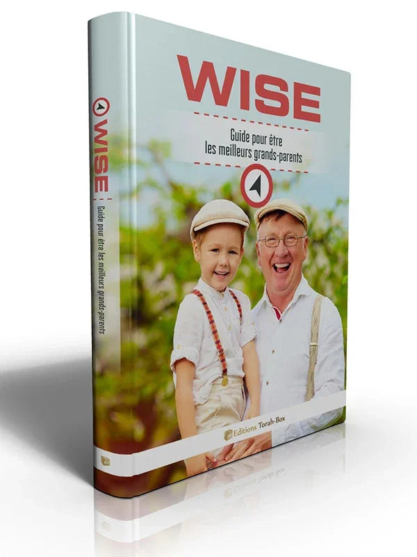 Livre WISE guide pour être les meilleurs grands-parents avec grand-père et enfant souriants en plein air