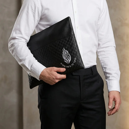 ensemble pochette tallit et téfiline noir Haesh Sheli simili cuir Art Judaica