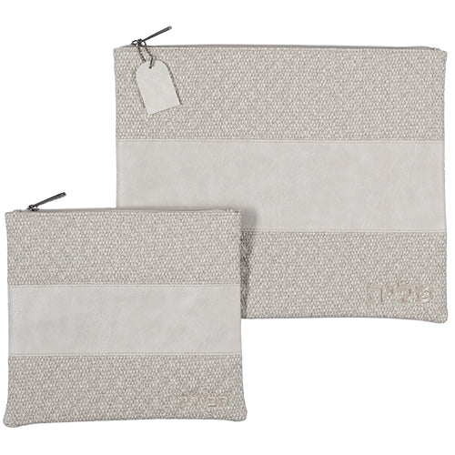 ensemble pochettes talit et téfiline gris simili cuir Art Judaica