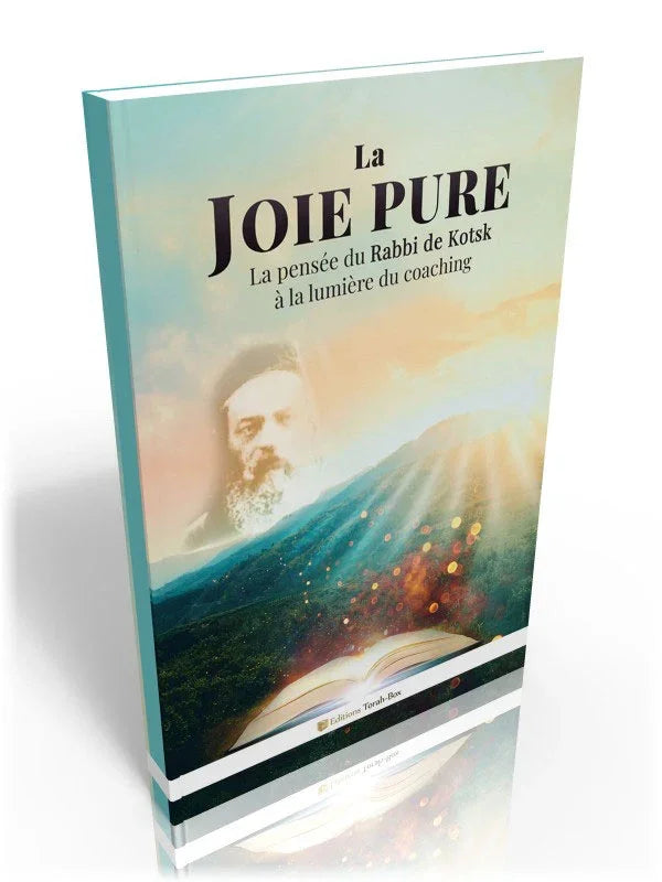 Couverture du livre La Joie Pure avec portrait du Rabbi de Kotsk, paysage et lumière inspirante