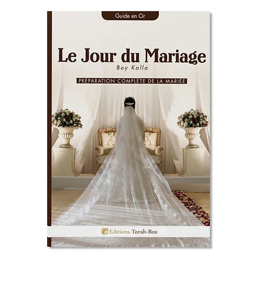 Couverture de livre montrant une mariée de dos en robe blanche avec voile long, déco florale élégante